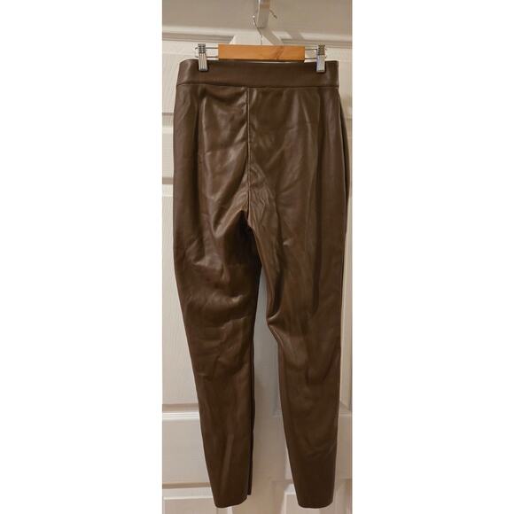 Meshki Faux Vegan Leather Brown Pants Pull-on Medium - Picture 4 of 9